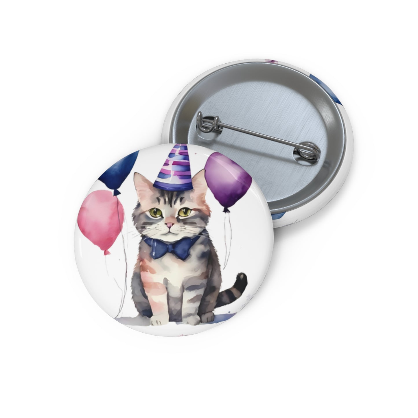Custom Cat Party Pin Buttons, Unique Cat Accessories, Fun Birthday Gift, Cute Pet Lover Pins, Celebration Badge Fashion
