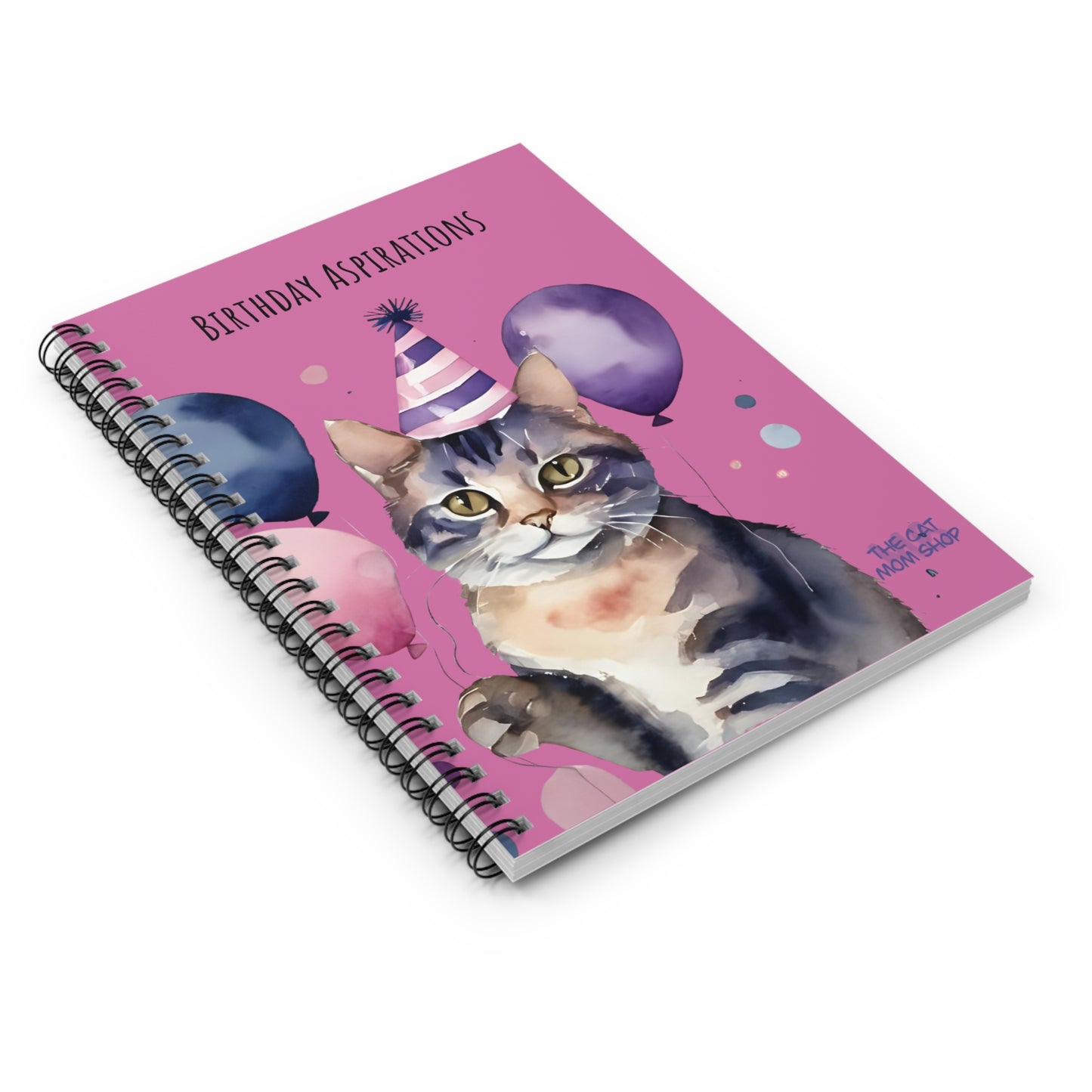 Cat-Themed Spiral Notebook - Birthday Aspirations, Cat Lover Gift, Journal, Note-taking, Unique Gift, Birthday Celebration