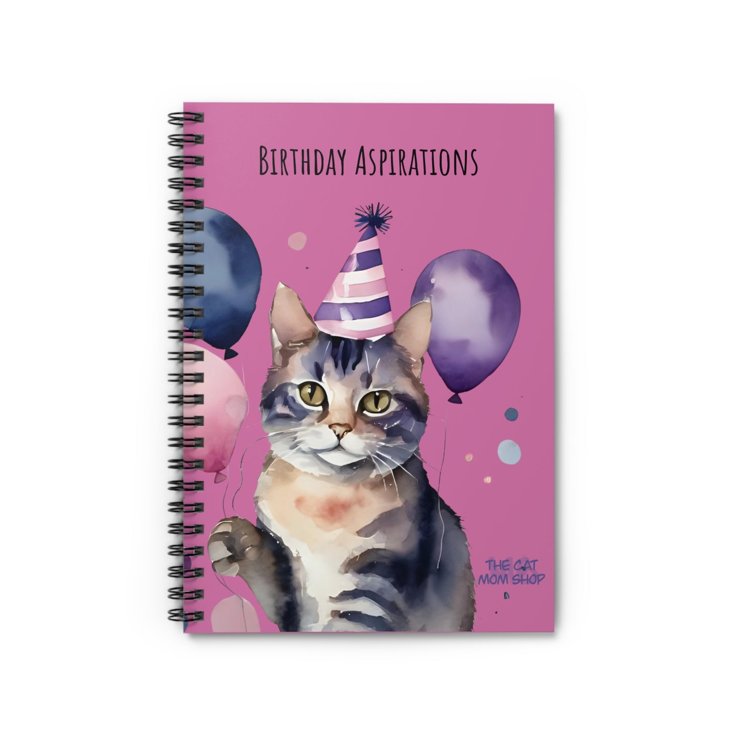 Cat-Themed Spiral Notebook - Birthday Aspirations, Cat Lover Gift, Journal, Note-taking, Unique Gift, Birthday Celebration