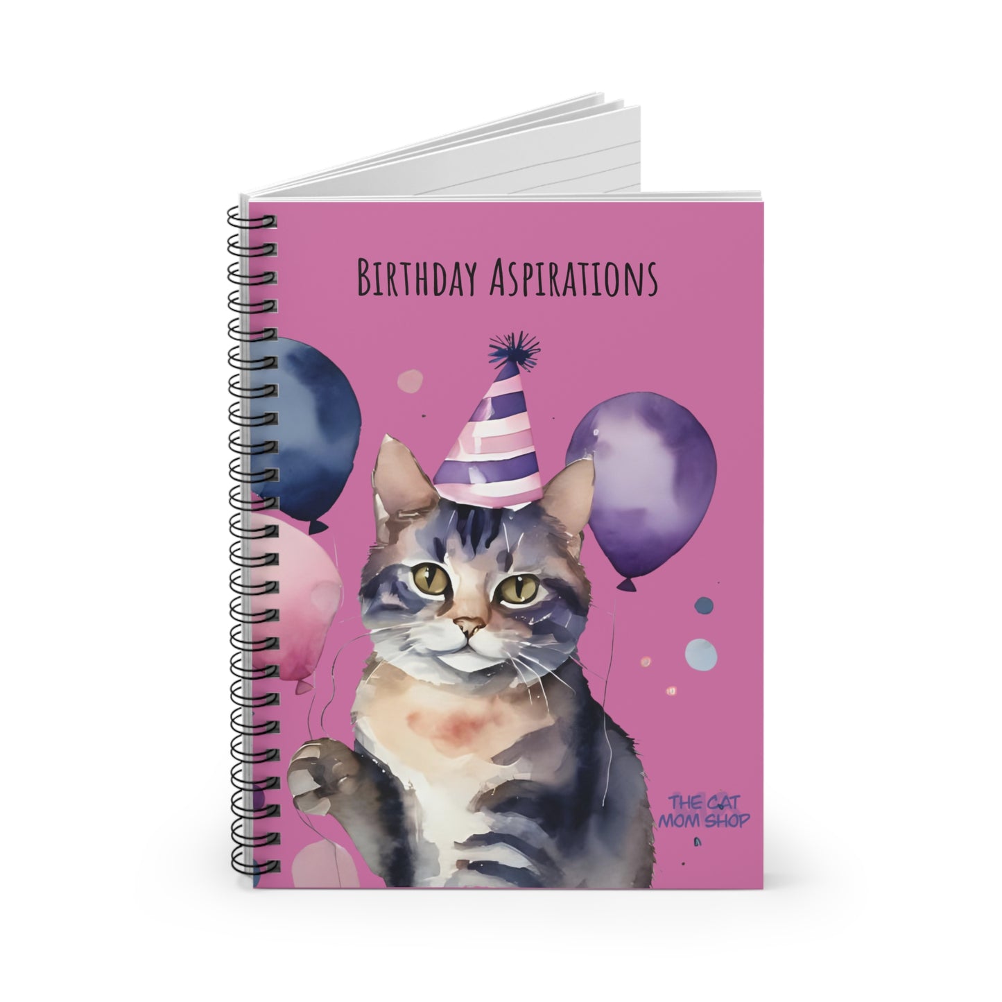 Cat-Themed Spiral Notebook - Birthday Aspirations, Cat Lover Gift, Journal, Note-taking, Unique Gift, Birthday Celebration