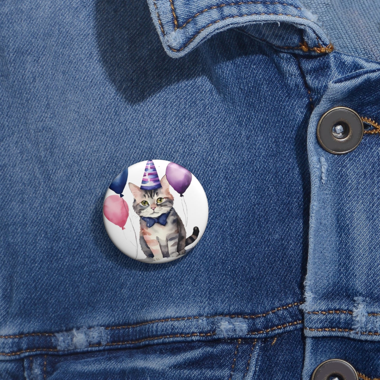 Custom Cat Party Pin Buttons, Unique Cat Accessories, Fun Birthday Gift, Cute Pet Lover Pins, Celebration Badge Fashion
