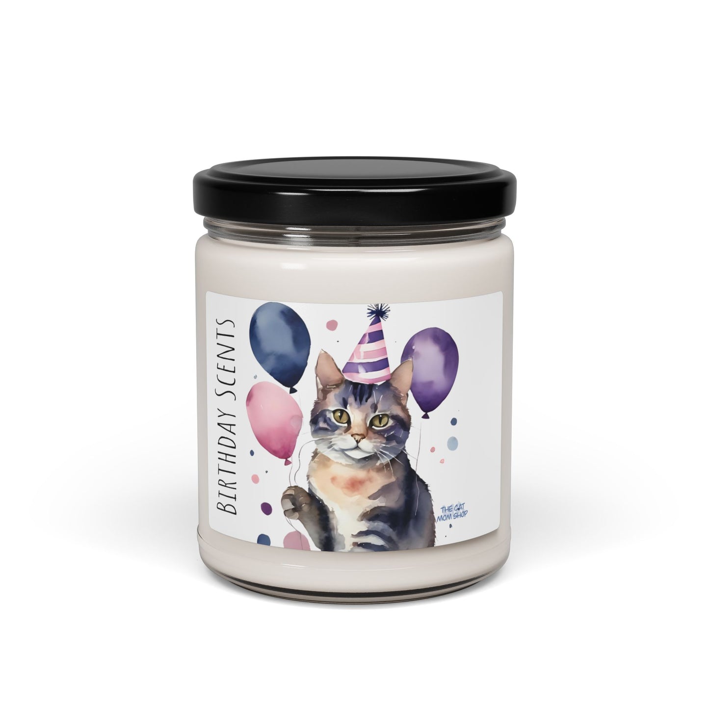 Playful Cat Birthday Candle, Perfect Gift for Pet Lovers, Cozy Home Decor, Cat Lover's Gift, Balloon-Themed Scented Candle