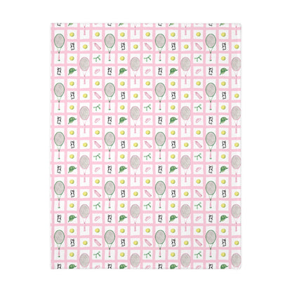 Cozy Velveteen Microfiber Blanket - Fun Tennis and Cat Theme for Home Decor