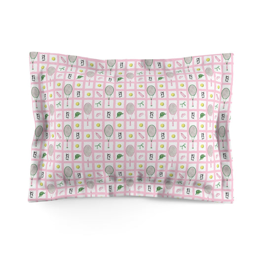 Whimsical Tennis and Cat Themed Microfiber Pillow Sham for Cozy Home Decor