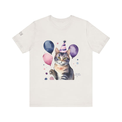 Birthday Cat Tee, Fun Cat Shirt, Cute Animal T-Shirt, Pet Lover Gift, Celebration Top, Party Outfit, Unique Cat Art