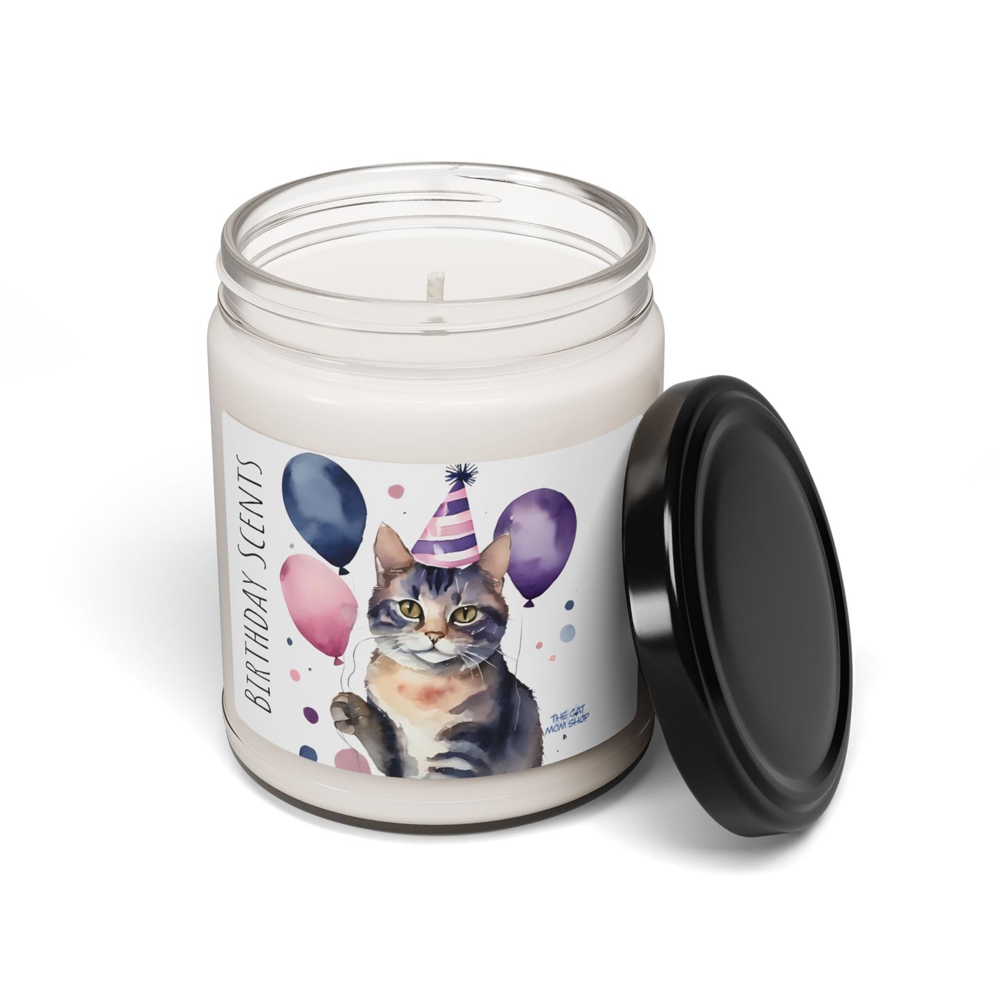 Playful Cat Birthday Candle, Perfect Gift for Pet Lovers, Cozy Home Decor, Cat Lover's Gift, Balloon-Themed Scented Candle