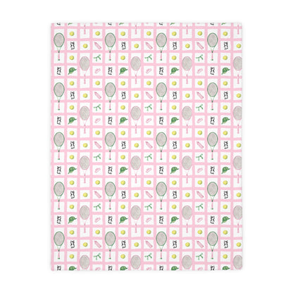 Cozy Velveteen Microfiber Blanket - Fun Tennis and Cat Theme for Home Decor