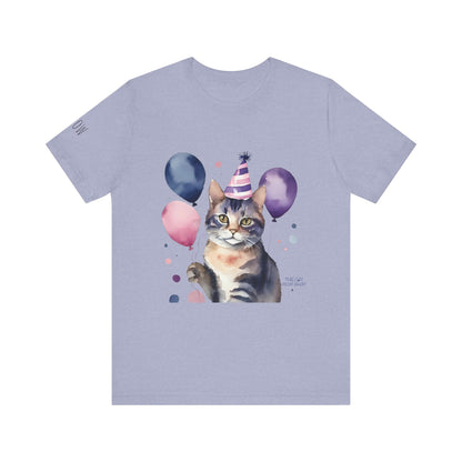 Birthday Cat Tee, Fun Cat Shirt, Cute Animal T-Shirt, Pet Lover Gift, Celebration Top, Party Outfit, Unique Cat Art