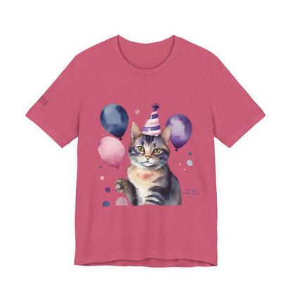 Birthday Cat Tee, Fun Cat Shirt, Cute Animal T-Shirt, Pet Lover Gift, Celebration Top, Party Outfit, Unique Cat Art