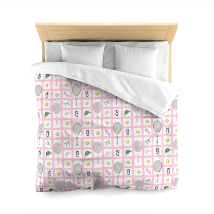 ' Tennis and Cat Themed Microfiber Duvet Cover - Perfect for Sports Lovers, Cozy Bedroom Décor