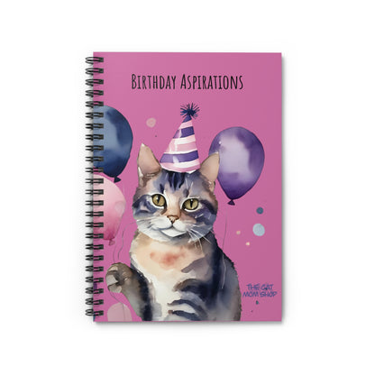 Cat-Themed Spiral Notebook - Birthday Aspirations, Cat Lover Gift, Journal, Note-taking, Unique Gift, Birthday Celebration