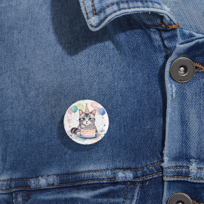 Whimsical Cat Birthday Pins, Cute Party Accessories for Cat Lovers, Gift for Pet Parents, Fun Badge for Celebrations, Collectible Cat Decor