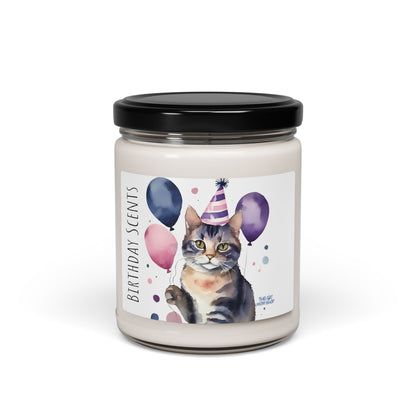 Playful Cat Birthday Candle, Perfect Gift for Pet Lovers, Cozy Home Decor, Cat Lover's Gift, Balloon-Themed Scented Candle