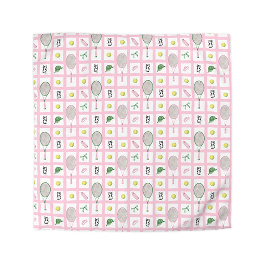 ' Tennis and Cat Themed Microfiber Duvet Cover - Perfect for Sports Lovers, Cozy Bedroom Décor
