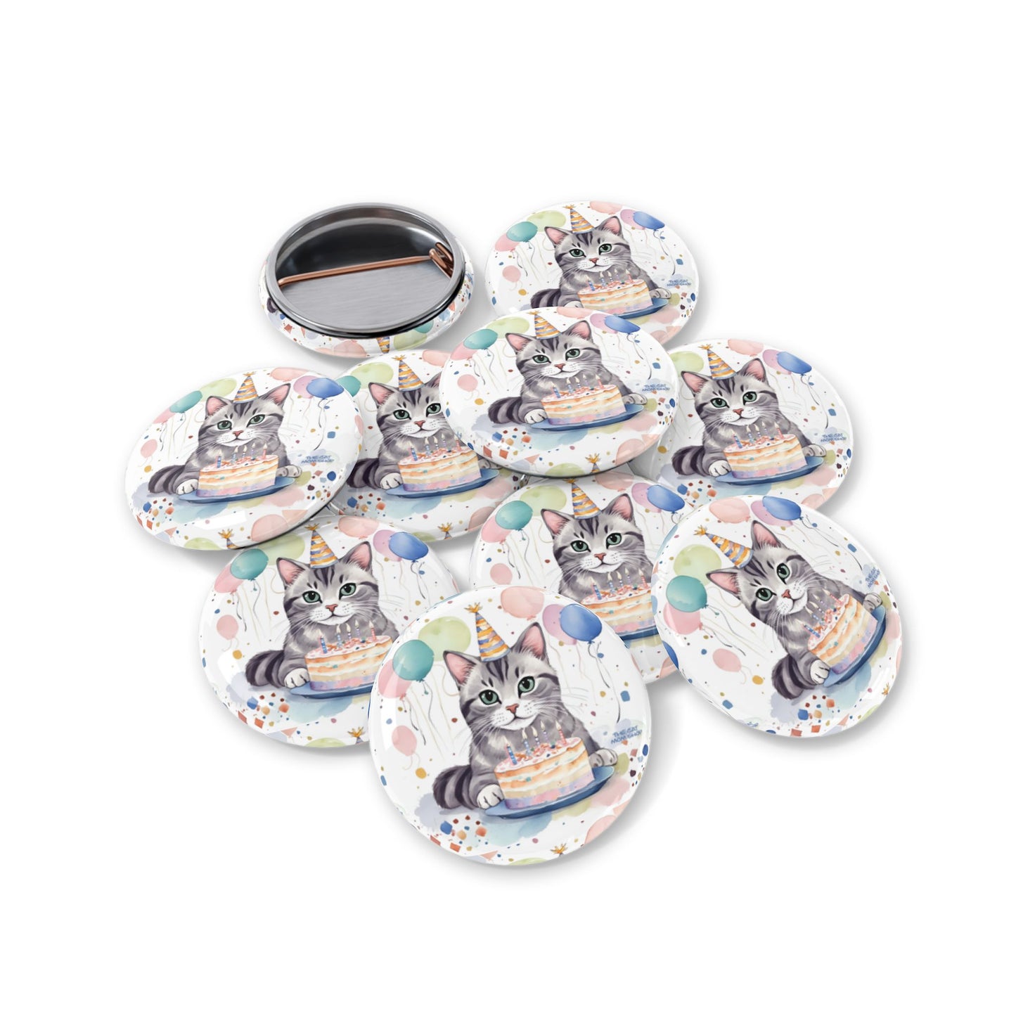 Whimsical Cat Birthday Pins, Cute Party Accessories for Cat Lovers, Gift for Pet Parents, Fun Badge for Celebrations, Collectible Cat Decor