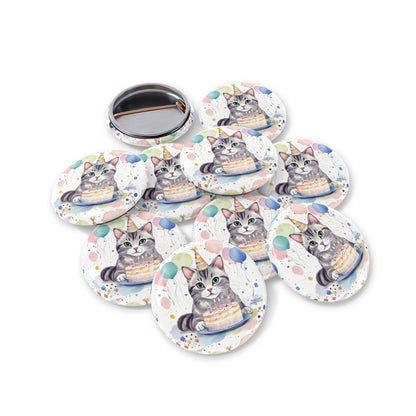 Whimsical Cat Birthday Pins, Cute Party Accessories for Cat Lovers, Gift for Pet Parents, Fun Badge for Celebrations, Collectible Cat Decor