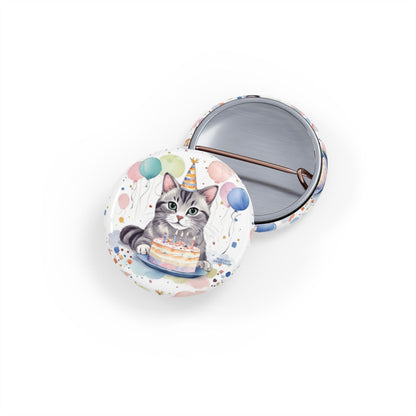 Whimsical Cat Birthday Pins, Cute Party Accessories for Cat Lovers, Gift for Pet Parents, Fun Badge for Celebrations, Collectible Cat Decor