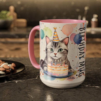 Colorful Cat Birthday Mug, Cute Cat Party Cup, Cheerful Gift for Cat Lovers, Festive Drinkware, Birthday Celebration Mug