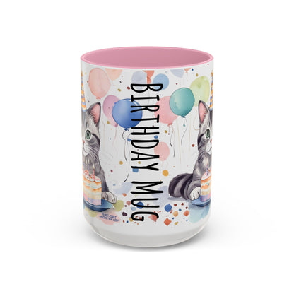 Colorful Cat Birthday Mug, Cute Cat Party Cup, Cheerful Gift for Cat Lovers, Festive Drinkware, Birthday Celebration Mug